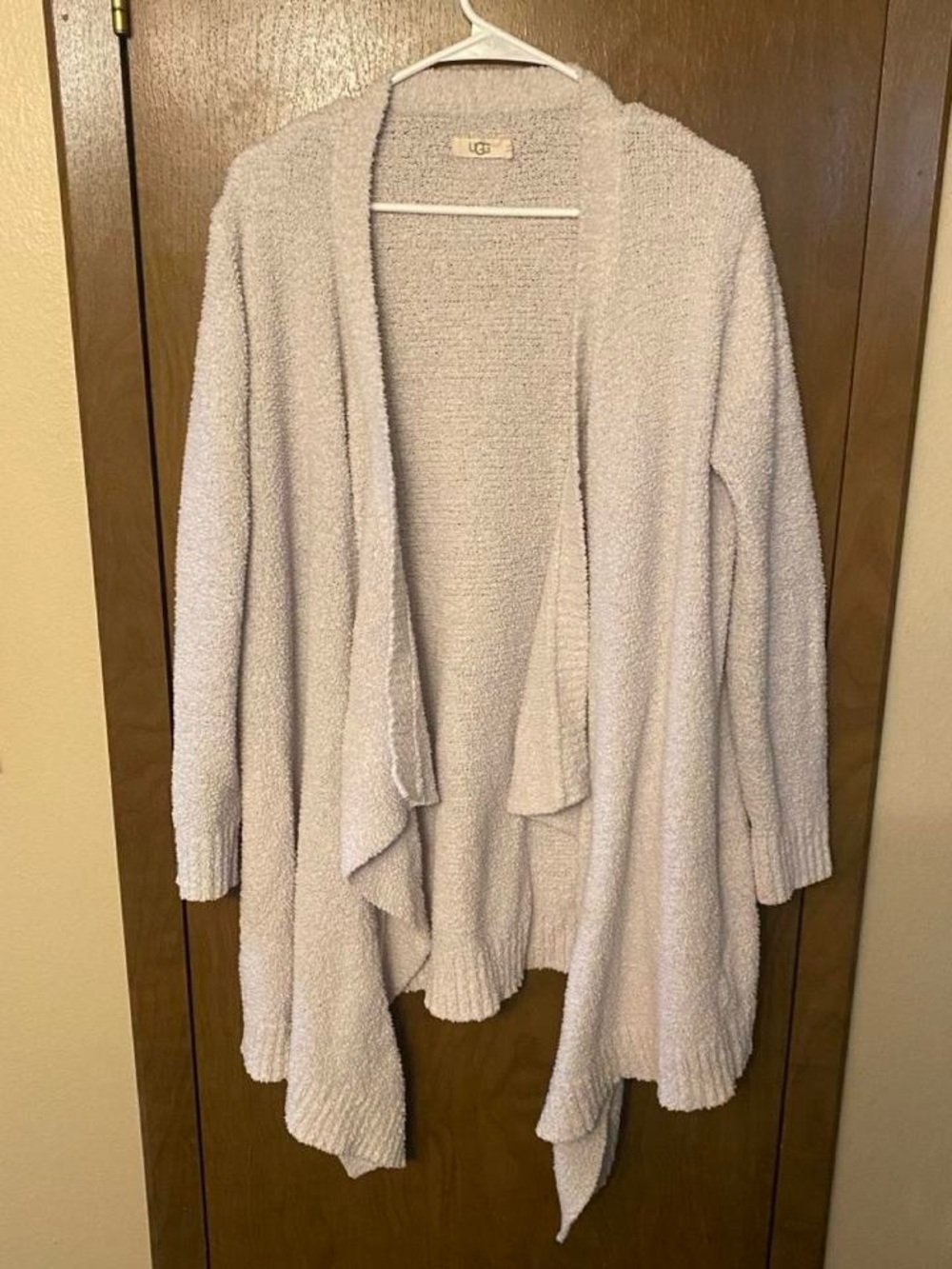 UGG Women's Light Cream Open-Front Draped Cardigan